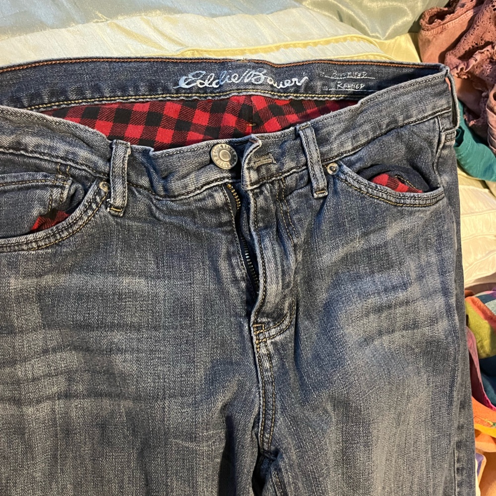Eddie Bauer flannel-lined jeans. Size 4.